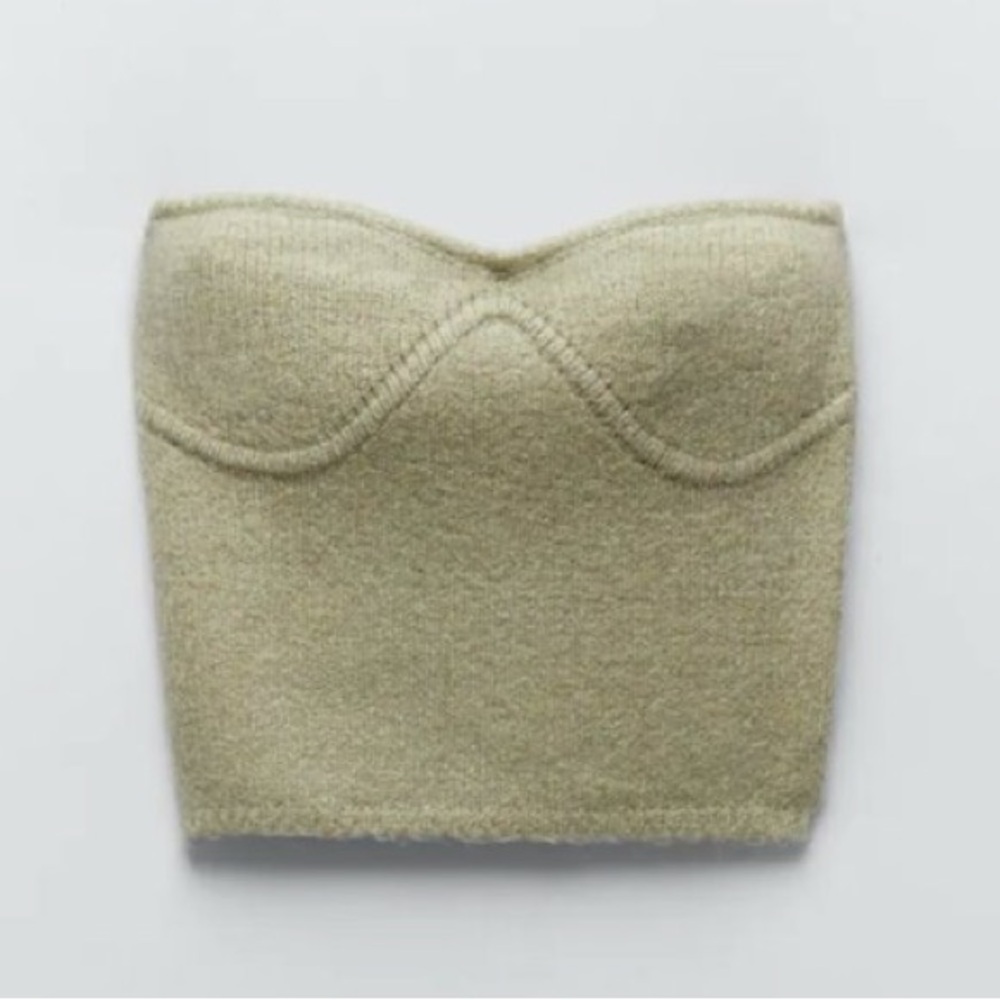 Zara fuzzy alpaca blend knit corset style tube top S